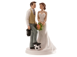 Svatební  pár- fotbal 18cm, nejedlá ozdoba