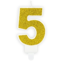  Narozeninová svíčka PartyDeco číslo 5 – zlatá