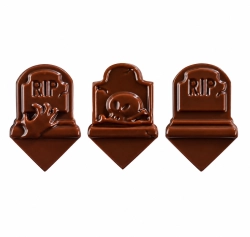 Čokoládová dekorace náhrobky RIP 2,4x3,6cm 9 ks