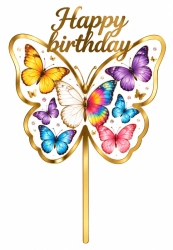 Dortový zápich Motýlci Happy Birthday Motýl