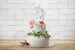 PartyDeco zapichovací dekorace na dort stříb Mr&Mr