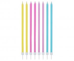 Narozeninové svíčky, pastel mix, 14,5x0,6 cm, 16 ks