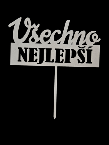 Zápich všechno nejlepší BÍLÝ  č.2