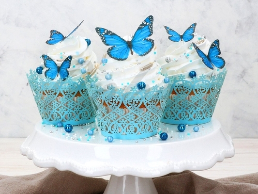 Dekorace z jedlého papíru Motýlci modří 29ks