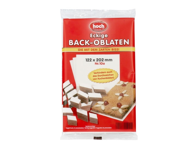 Vysoce kvalitní obdélníkové oplatky na pečení, 122x202 mm, 10 kusů