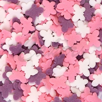 Cukrový mix motýlků fialovo-růžovo-bílá, 50g 
