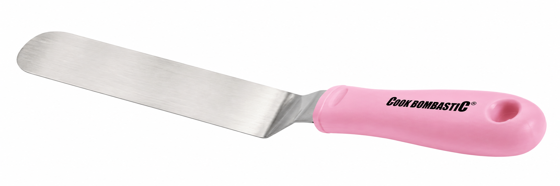 Zahnutá nerezová špachtle – 22 cm/2.5 cm – růžová