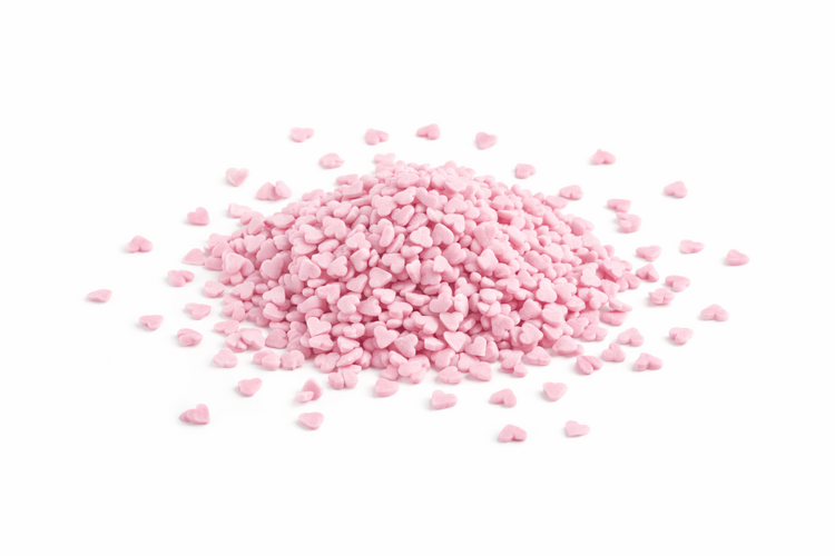 Cukrová srdíčka růžová světlá 3mm,50g