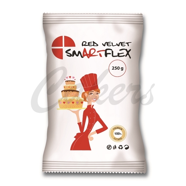 Smartflex Red Velvet Vanilka 250 g v sáčku, červená potahovací hmota 