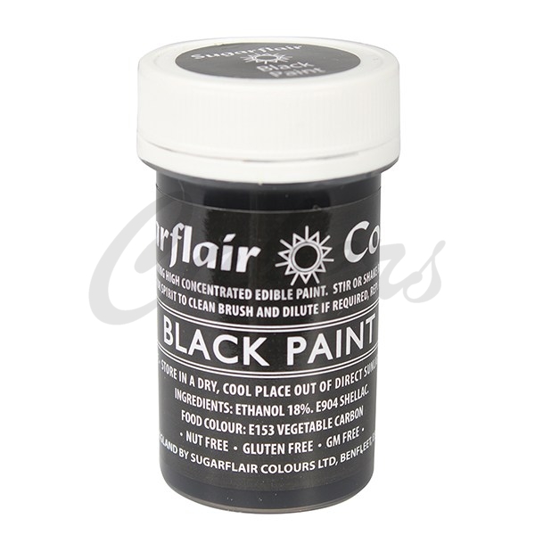 Tekutá černá barva Sugarflair (20 g) Black Paint